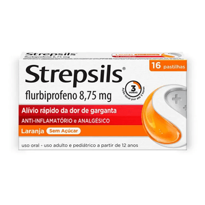 Strepsils 8.75mg Sabor Laranja - Caixa com 16 Pastilhas